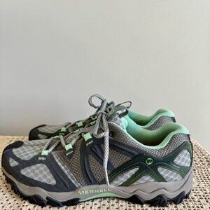 Merrell Grassbow Air Trail Hiking-Running Sneakers in Gray/Mint Women's 11